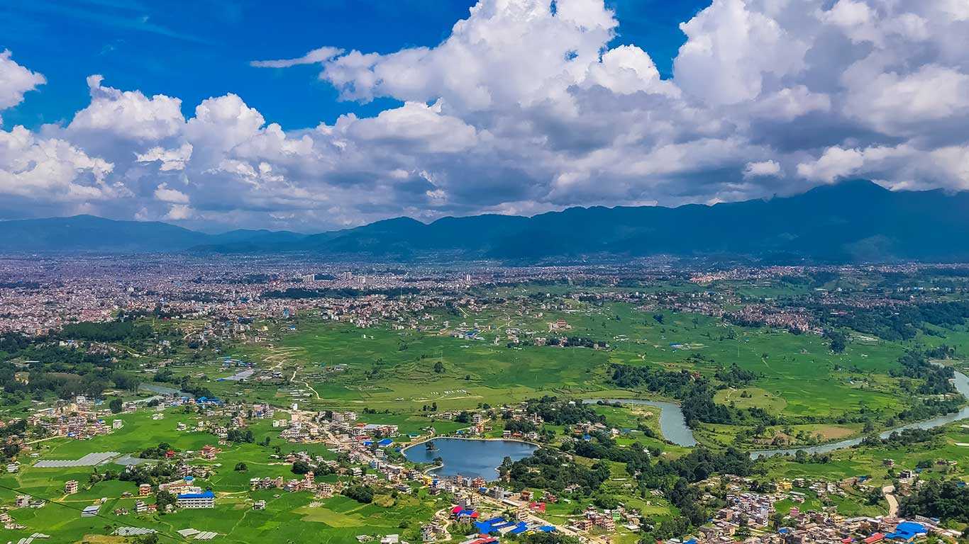 Kathmandu Valley with lake view from Champadevi
