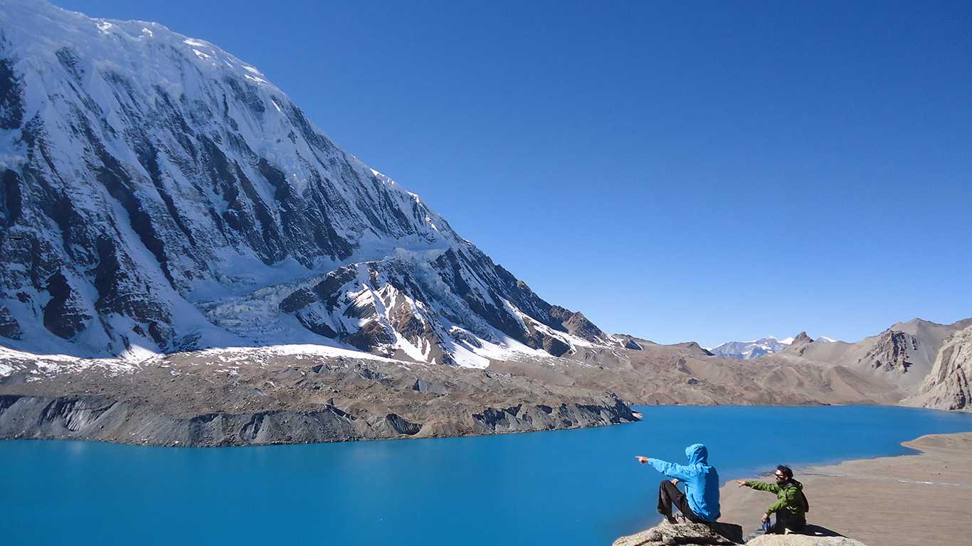 Climbers Enjoying the Tilicho Lake View after Back from Chulu Far East Peak