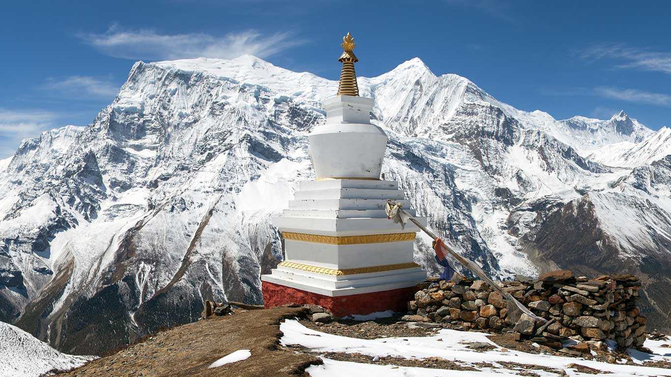 Buddhist Stupa with Himalaya Background