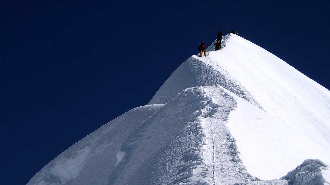 Climbers are on top of Island Peak