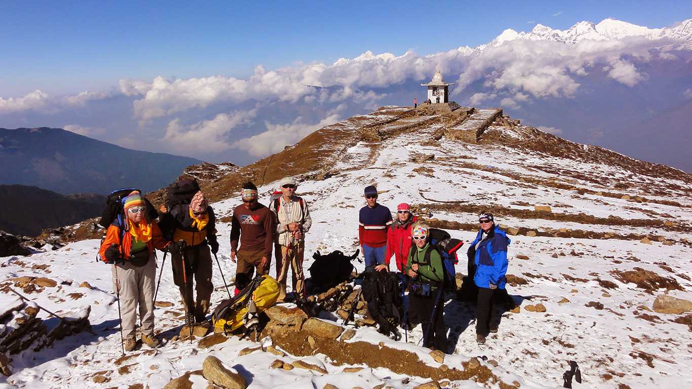 A Group of Trekkers from Europe are heading towards Gosainkunda Lake