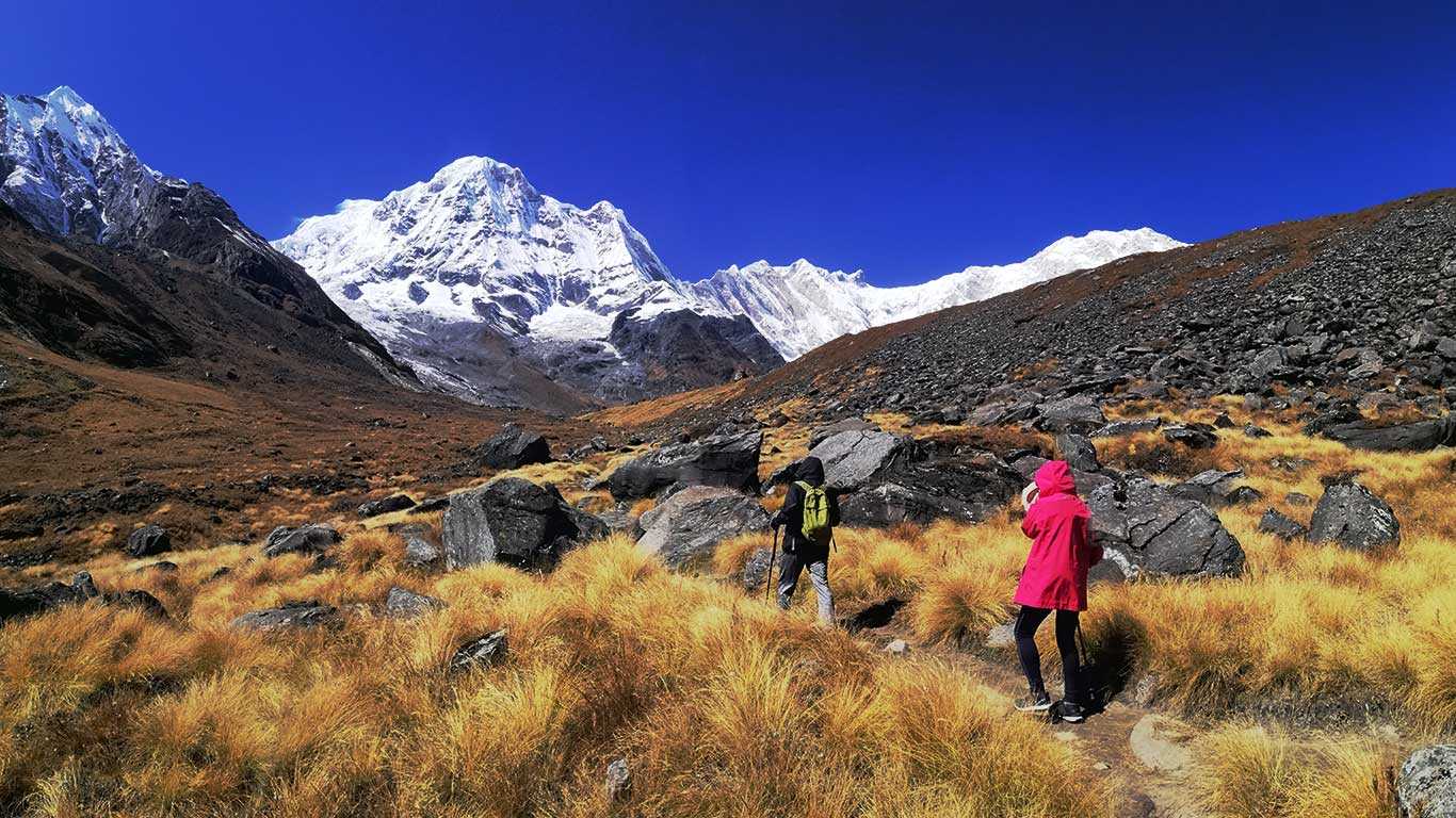 Trekkers and Hiking up to Annapurna Base Camp